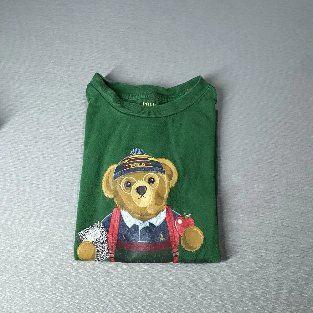 Ralph Lauren Polo Bear T-shirt School Bus First Day Backpack Kids Size 5